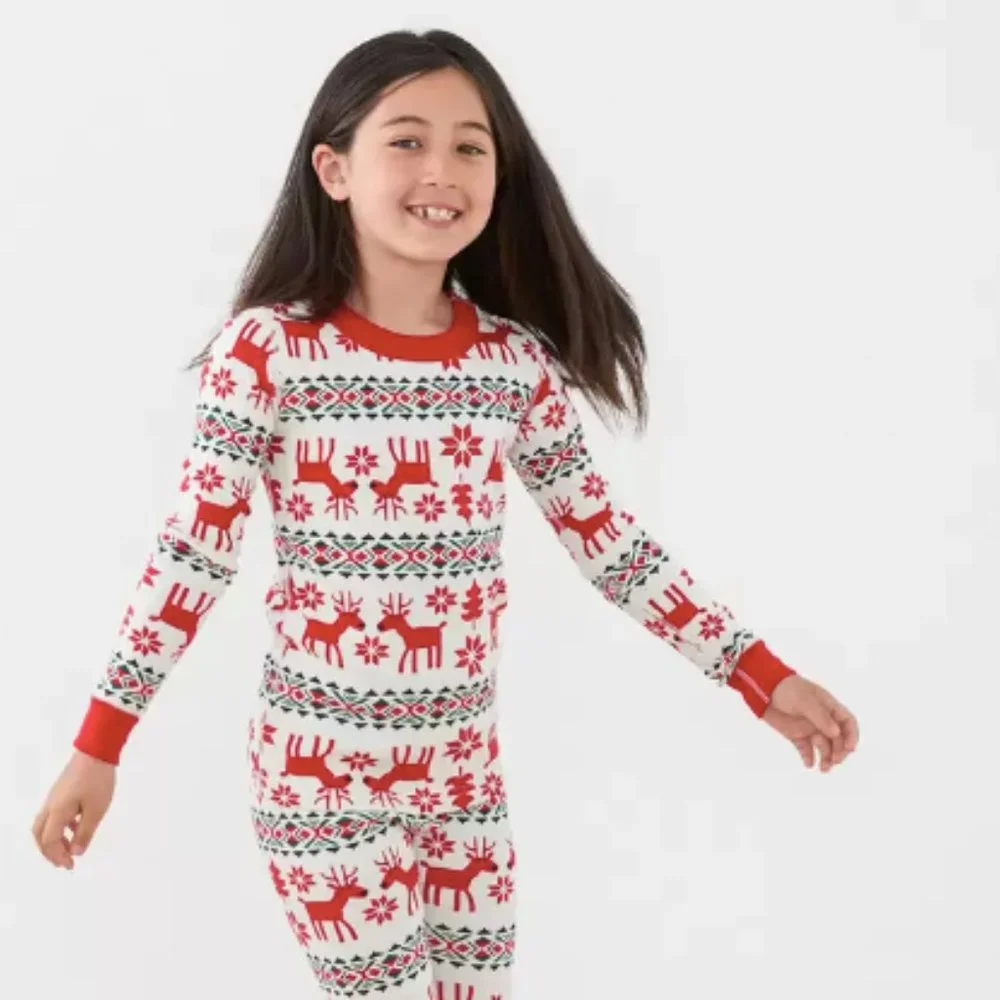 Hanna Anderson Holiday Dear Deer Long John Pajama Top Size 10